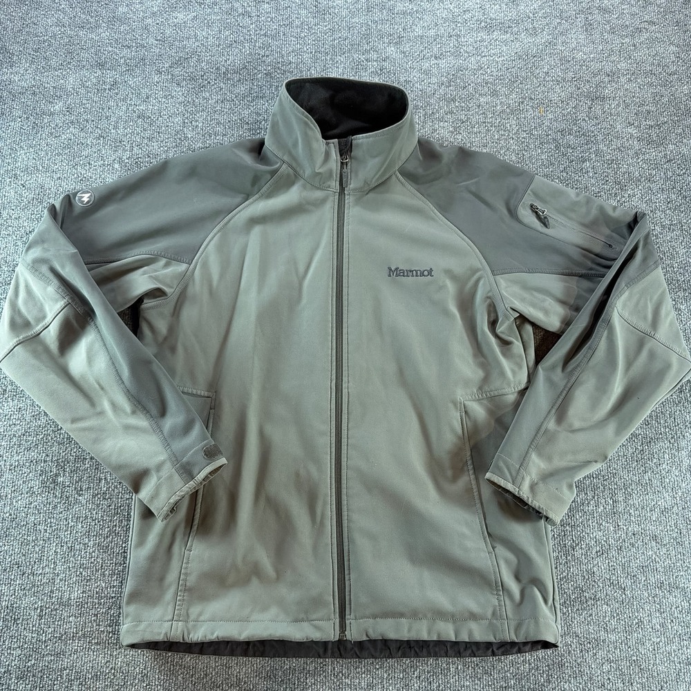 Marmot Mens Softshell Fleece Lined Jacket Gray Full Zip Large Gorpcore Fall